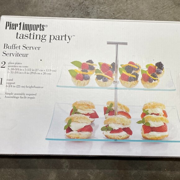 NEW Pier 1 Imports Tasting Party Two 2 Tiered Buffet Server Serviteur Appetizers - Picture 1 of 8